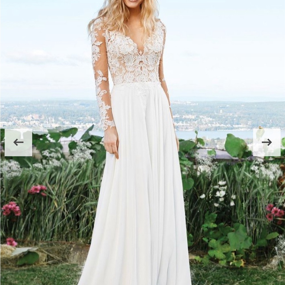 Lillian West 6642 Wedding Dress Size 4 - White Bodice